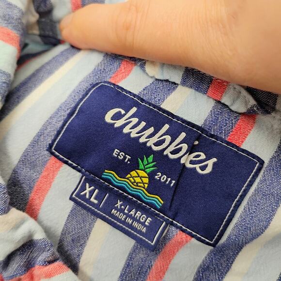 Chubbies Mens XSmall Classy Poplin Friday Shirt Button Down Striped - Picture 15 of 15
